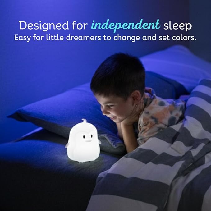 Lumipets Remote Control Silicone Night Light for Kids - Penguin Design with 9 Soft Colors & Sleep Timer - Rechargeable, Battery-Operated Lamp for Bedroom | Baby Nursery, Toddler, Girls, Boys