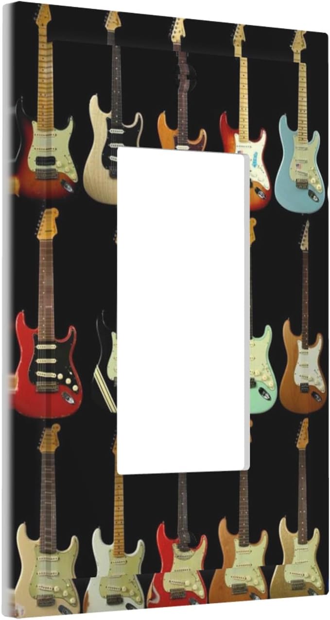 Vintage Electric Guitar Collection Single Rocker Switch Cover - 1-Gang Standard US Size Rock & Roll Guitar Light Switch Covers for Music Studio Decor