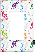 Colored Music Notes Single Rocker Switch Plate Music Theme Decorator Rocker Wall Plate 1 Gang Lightswitch Cover Home Decorative Office