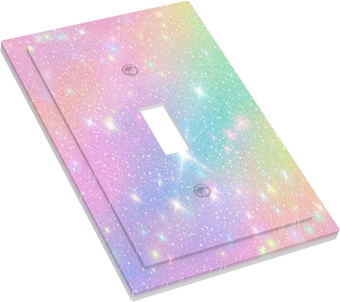Decorative Light Switch Plate Covers Rainbow Shiny Gradient Colors 1 Gang Wall Plate Single Toggle Switch Cover Plate Jumbo Electrical Switchplate Receptacle for Kids Room Nursery Decor