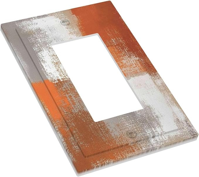 Orange Grey Abstract Art Oil Painting Decorative Outlet Covers 1 Gang Single Rocker Light Switch Cover Plate Wall Plates Gfci Faceplate For Home Farmhouse Decor