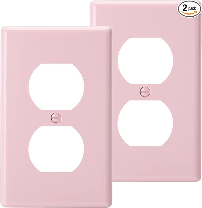 Bates- Duplex Receptacle Wall Plates, 2 Pack, Pink, Electrical Outlet Cover Plates, Electric Outlet Cover, Wall Outlet Cover, Outlet Plate, Outlet Wall Plate, Wall Outlet Cover Plate