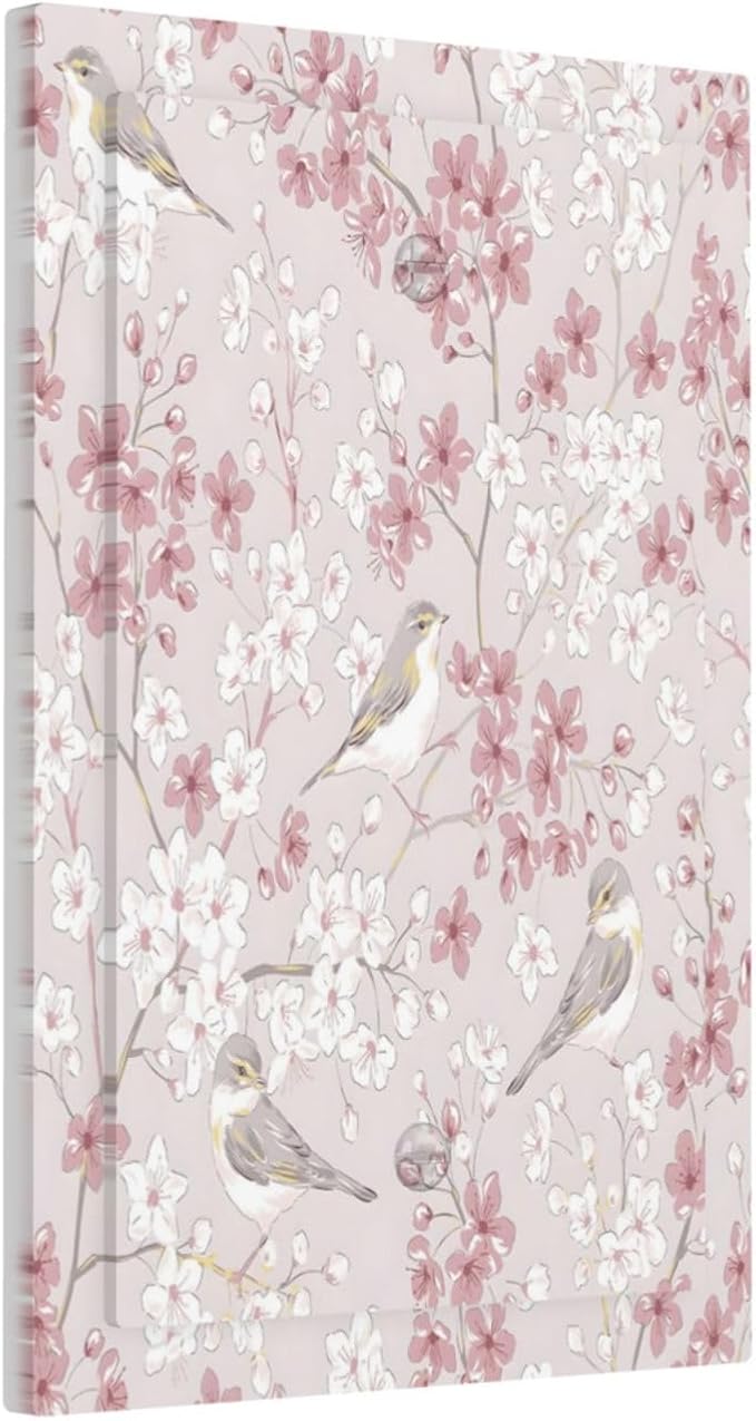 Pink Sakura Cherry Blossom Vintage Bird Floral Flower Light Switch Cover Plate 1 Gang No Device Blank Electrical Wall Plates Faceplate Decorative Switch Plate Covers for Bedroom Living Room Decor