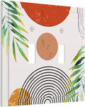 Burnt Orange Boho Abstract Art Mid Century Double Toggle Wall Plate Bohemian Geometric Sun Aesthetics Minimalist Arch Decorative 2-Gang Light Switch Cover Electrical Receptacle Outlet Face Plate Cover