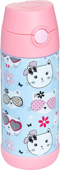 Snug Insulated Kids Water Bottle with Straw & Spout – Double-Wall Stainless Steel, Leakproof, Easy-Flip Lid – For School, Travel, Toddlers & Big Kids - Kitty, 12oz