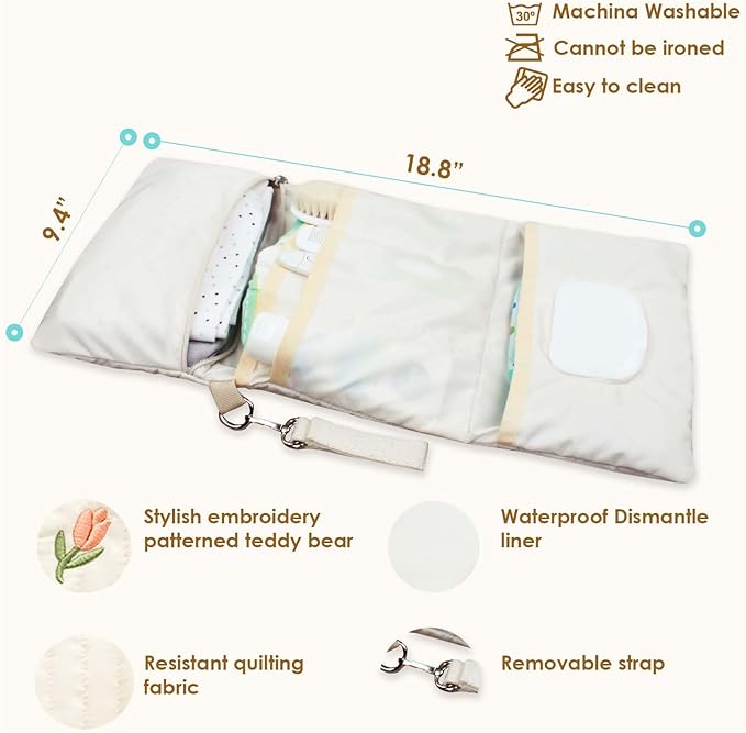 MODAKIDS Baby Bag Organizer, Waterproof Mini Diaper, Foldable Mom Travel Set, Diaper Bag Organizer, with Gift for Baby Shower (Flower)