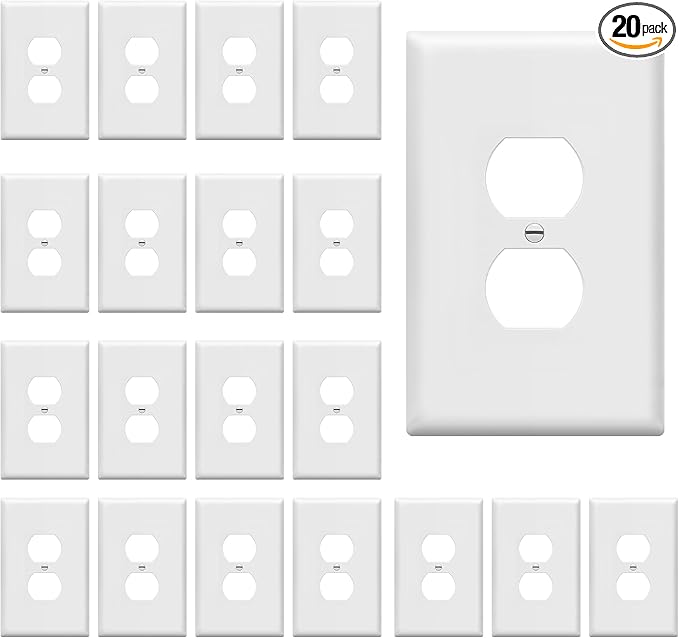 ENERLITES Jumbo Duplex Receptacle Outlet Wall Plate, Large Electrical Outlet Covers, Over-Size 1-Gang 5.5" x 3.5", Polycarbonate Thermoplastic, 8821O-W-20PCS, White (20 Pack)