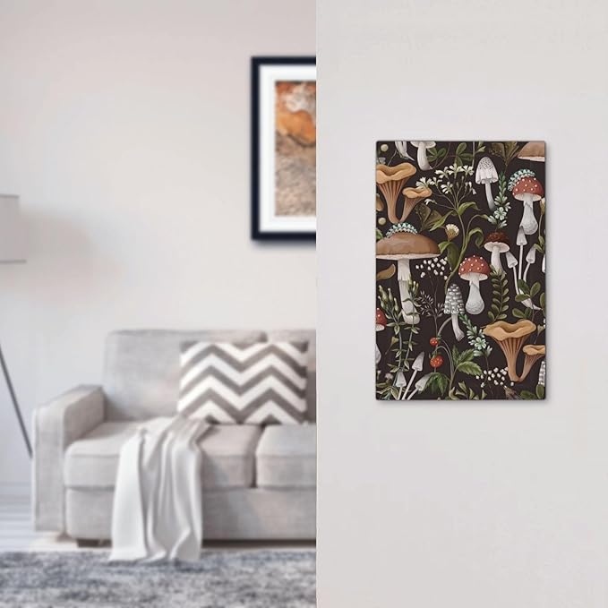 Vintage Boho Hippie Plant Mushroom 1 Gang No Device Wall Plate Decorative Blank Light Switch Cover Switchplate Electrical Faceplate for Bathroom Home Bedroom Art Decor