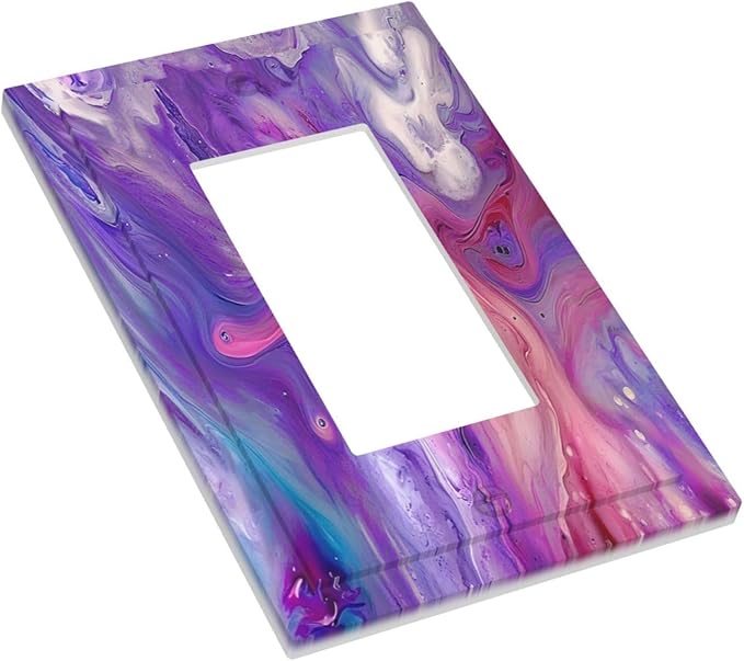 Liquid Marble Modern Abstract Texture Abstract Purple Paint Wall Art Decorative Outlet Covers 1 Gang Single Rocker Wall Plates Gfci Faceplate Light Switch Cover Plate for Office Living Room