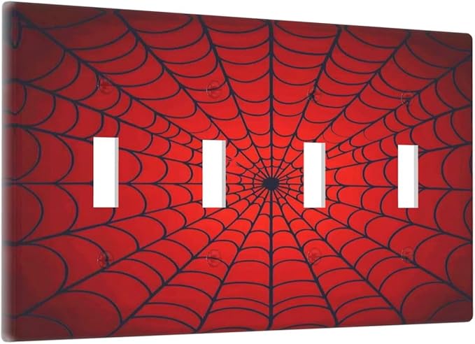 Red Spider Web Black Line Simplicity Light Switch Covers Quad Toggle Electrical Faceplate 4 Gang Wall Plate Decorative Switch Plates For Kids Room Home Decor
