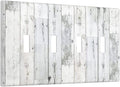 Grey White Wood 4 Gang Light Switch Cover Decorative Quad Toggle Wall Plate Decorative Electrical Faceplate for Kitchen Home Barn Farmhouse Decorate Large 8" x 4.5