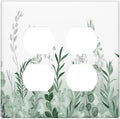Watercolor Green Leaf Rustic Plant Eucalyptus Flowers Outlet Covers 2 Gang Double Duplex Decorative Light Switch Covers Electrical Wallplates Socket Faceplate for Bed Room Living Room Decor