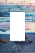 Beach Wave Sea Ocean Blue Green Turtle Coastal Starfish 1 Gang Single Decorator/Rocker Wall Plate Light Switches GFCI Electrical Device Face Switchplate Plug Cover for Dimmers, Receptacle, USB Outlet