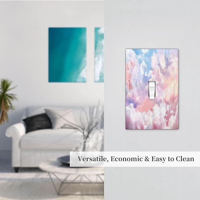 Colorful Abstract Clouds Light Switch Plate Cover 1 Gang Single Toggle Wall Plates Art Decorative Switchplate Outlet Covers Electrical Faceplate for Bedroom Bathroom Kitchen Decor