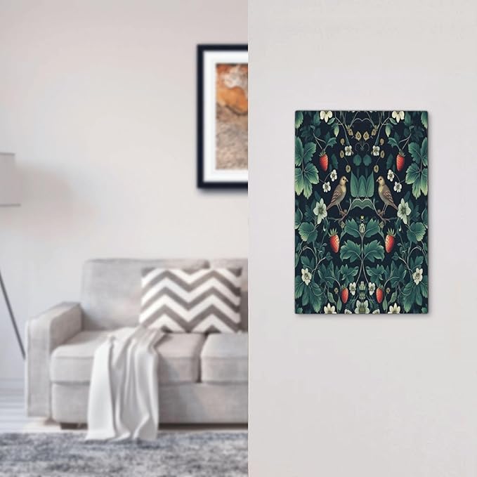 Light Switch Cover Plate Strawberry Birds Flowers Plant Morris Floral 1 Gang No Device Blank Electrical Wall Plates Faceplate Decorative Switch Plate for Bedroom Farmhouse Decor