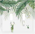 Deer Banana Leaves Palm Trees Green Plants Decorative Switch Plates 2 Gang Double Toggle Outlet Light Switch Cover Wall Plate Electrical Faceplate for Bed Room Living Room Decor