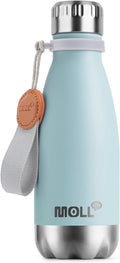 9 oz Water Bottle for Kids-Small Stainless Steel Water Bottle for School Vacuum Insulated Metal Leak Proof Cola Shape Water Flask for Boys Girls(Baby Blue)