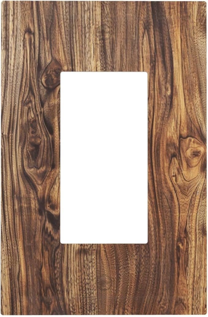 Distressed Wood Brown Wood Texture Decorative Outlet Covers 1 Gang Single Rocker Light Switch Cover Plate Wall Plates GFCI Faceplate for Farmhouse Home Decor