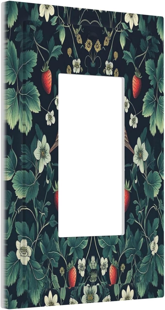 Decorative Outlet Covers Strawberry Birds Flowers Plant Morris Floral 1 Gang Single Rocker Light Switch Cover Plate Wall Plates GFCI Faceplate for Bedroom Farmhouse Decor
