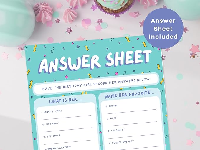 Markt Who Knows The Birthday Girl Best, Birthday Party Games for Kids Party Games, Game Supplies and Activities for Teens, Boys or Girls (Pink)