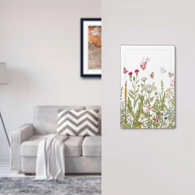 Colorful Butterfly Floral Plants Flower Vine Light Switch Cover Plate 1 Gang No Device Blank Electrical Wall Plates Faceplate Decorative Switch Plate for Bed Room Living Room Decor