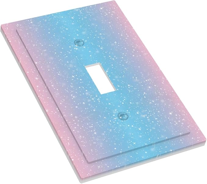 Pastel Galaxy 1-Gang Toggle Light Switch Plate, Pink & Blue Sparkle Dreamy Pastel Stars Decorative Wall Plate for Girls Room Decor