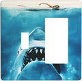 Swimming Woman Funny Shark Blue Ocean Outlet Covers 1 Toggle 1 Rocker Combination Decorative Wall Plate Electrical Switch Plates Light Switch Cover Plate for Kids Room Bedroom Decor