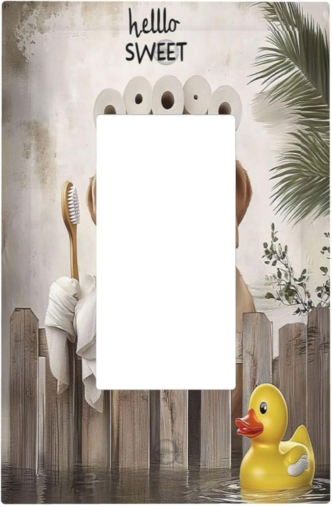 Funny Dog Rustic Farmhouse Wooden Fence Labrador Decorative Outlet Covers 1 Gang Single Rocker Light Switch Cover Plate Wall Plates Gfci Faceplate For Kids Room Bathroom Decor