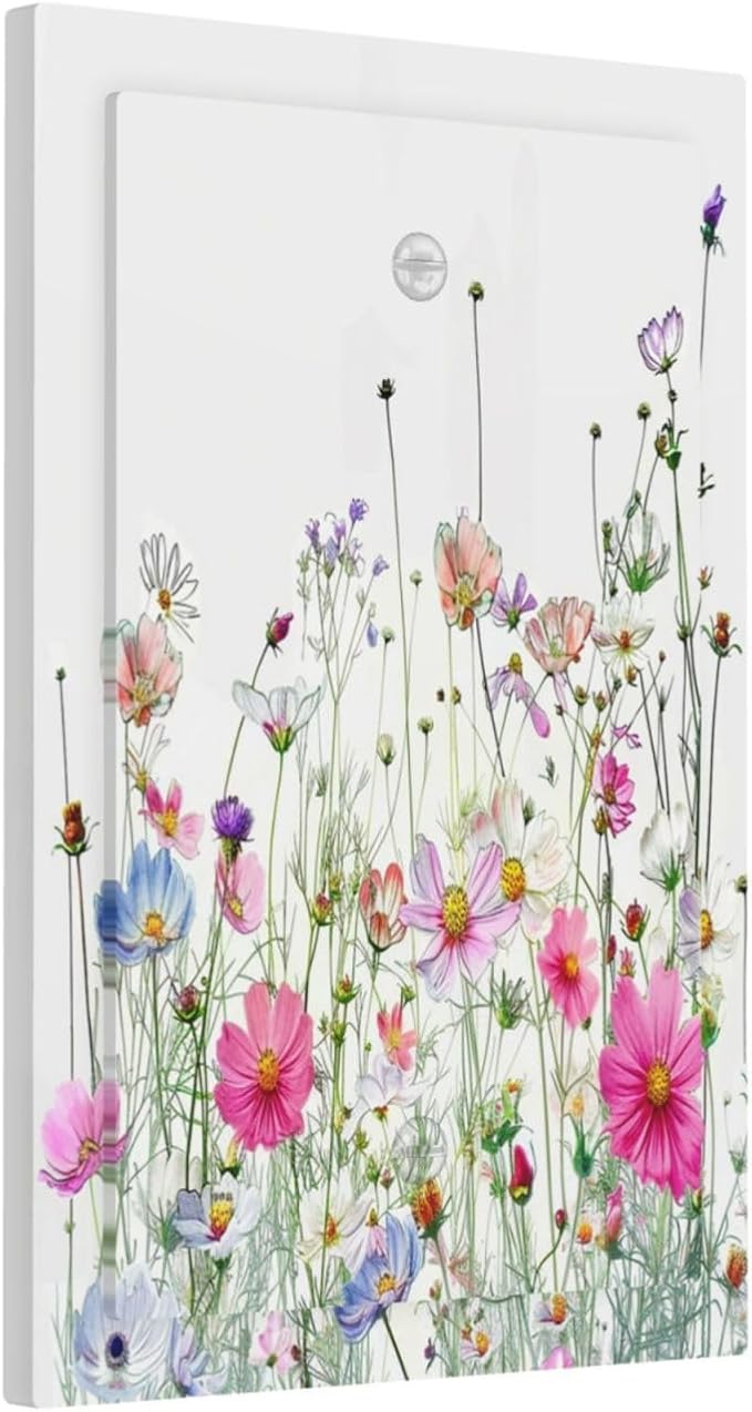 Light Switch Cover Plate Boho Colorful Flowering Plant Wild Flower 1 Gang No Device Blank Electrical Wall Plates Faceplate Decorative Switch Plate For Bed Room Living Room Decor