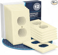 Bates- Duplex Wall Plate, 4.88" x 3.11"/Mid Size, 12 Pack, Ivory, Electrical Outlet Cover Plates, Wall Outlet Cover