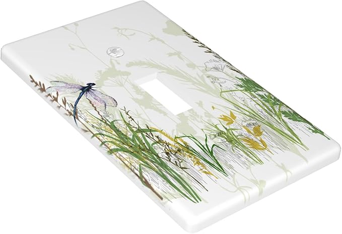 Wildflower Dragonfly 1-Gang Toggle Light Switch Plate, Spring Garden Floral Wall Plate for Bedroom, Sunroom, Bathroom & Home