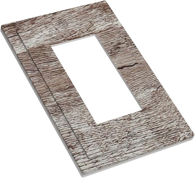 Outlet Covers Rustic Dark Grey Wood Plank Vintage Texture 1 Gang Single Rocker Light Switch Cover Plate Decorative GFCI Wallplates Socket Cover Electrical Switch Plate Covers for Farmhouse Home