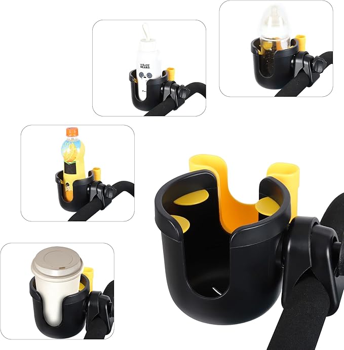 Accmor Stroller Cup Holder with Phone Holder, Bike Cup Holder, Universal Cup Holder for Uppababy Nuna Doona Strollers, 2-in-1 Cup Phone Holder for Stroller Bike Accessory
