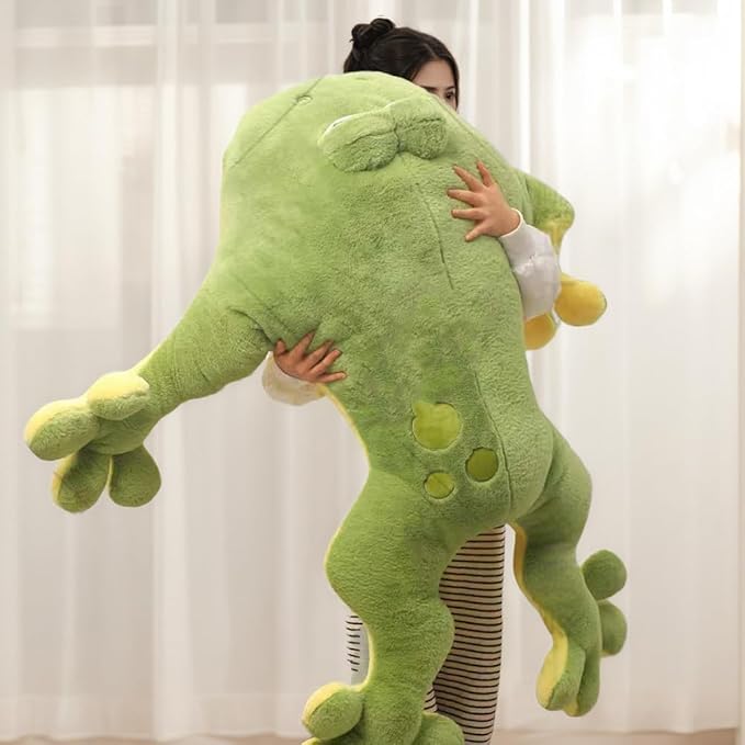 Giant Frog Stuffed Animal Plush, Soft Large Frog Plush, Kawaii Big Stuffed Green Frog Pillow for Kids Children (47.2in)