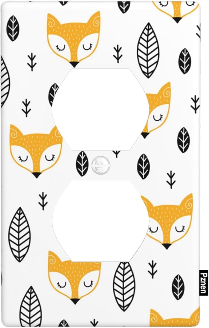 Boho Fox Cartoon Wall Plate Cover Woodland Fox Nursery Outlet Covers 1-Gang Switch Plug Duplex Cover Home Bedroom Bathroom Kitchen