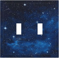 Light Switch Cover Plate Galaxy Starry Sky Universe Sparkle Stars 2 Gang Double Switch Plate Covers Toggle Wallplate Decorative Outlet Covers Electrical Switchplate for Bathroom Bedroom Decor