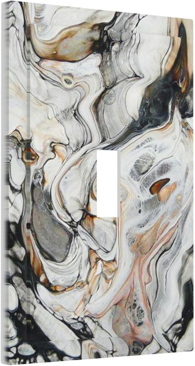 Black Gold Marble Texture Modern Abstract Print Decorative Light Switch Cover 1 Gang Single Toggle Device Electrical Faceplate Switchplates Decorator Outlet Wall Plate for Bathroom Kitchen Decor