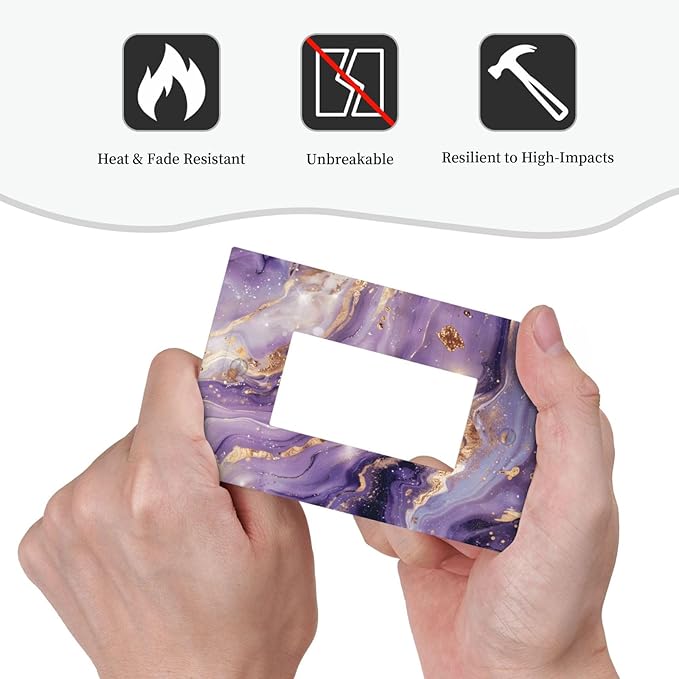 Abstract Purple Gold Marble Texure Luxurious Decorative Outlet Covers 1 Gang Single Rocker Light Switch Cover Plate Wall Plates GFCI Faceplate for Bathroom Living Room Decor