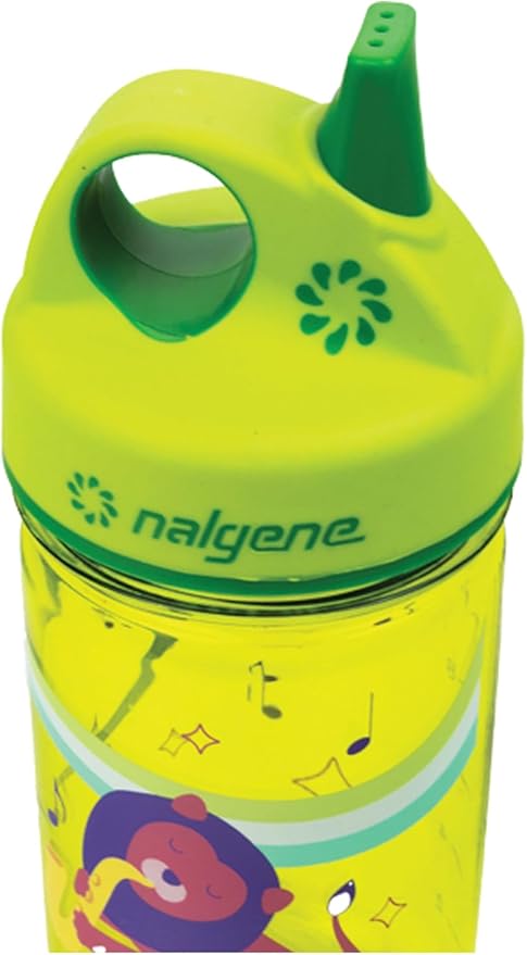 Nalgene Kids Sustain Grip-N-Gulp Water Bottles Made with Material Derived from 50% Plastic Waste, Leak Proof Sippy Cup, Durable, BPA and BPS Free, Dishwasher Safe, Reusable, 12 Ounces, Orange Volcano