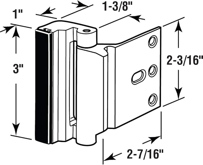 Prime-Line U 11442 Door Reinforcement Lock – Add Extra, High Security to your Home and Prevent Unauthorized Entry – 3” Stop, Aluminum Construction, Polished Brass (Single Pack)