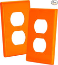 Bates- Duplex Receptacle Outlet Wall Plate, 4.5" x 2.75"/Standard Size, 2 Pack, Orange, 1-Gang Electrical Outlet Covers, Impact Resistant, UV Protection, Polycarbonate Thermoplastic