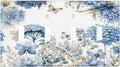 Decorative Light Switch Plate Covers Boho Blue Flowers Rustic Beige Butterfly Leaves 4 Gang Wall Plate Switch Cover Plate Quad Toggle Jumbo Electrical Faceplate for Country Home Decor