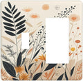 Light Switch Cover Plate Minimalist Floral Boho Botanical Wildflowers 2 Gang Combo Wall Plates Toggle Rocker Decorative Switch Plates and Outlet Covers for Bathroom Bedroom Decor