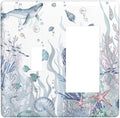 Ocean Themed Coral Seahorse Seashell Starfish Beach Outlet Covers 1 Toggle 1 Rocker Combination Decorative Wall Plate Electrical Switch Plates Light Switch Cover Plate for Bathroom Home Decor
