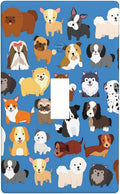 Cute Animal Dogs Puppy Decorative Outlet Cover Single Toggle Light Switch Plate Cover Electricity Receptacles Plates For Home Kitchen Living Bedroom 4.5 * 2.76