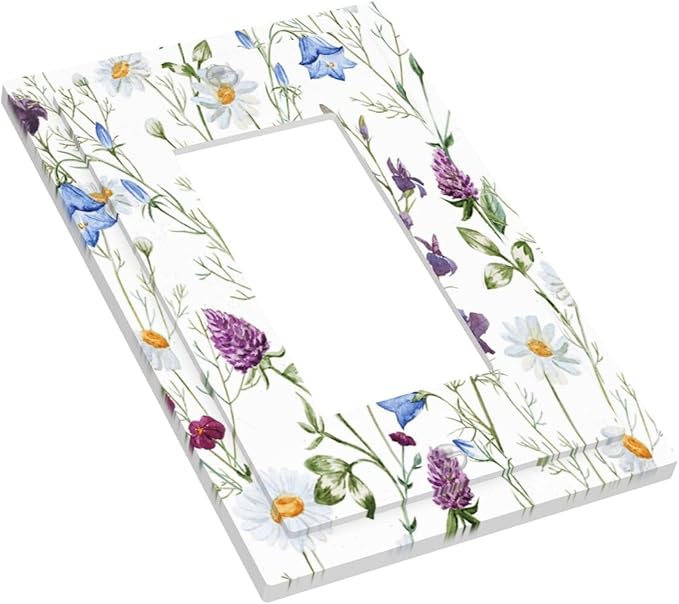 Floral Boho Multicolor Flower Plant Leaves Decorative Outlet Covers 1 Gang Single Rocker Light Switch Cover Plate Wall Plates GFCI Faceplate for Bedroom Living Room Decor