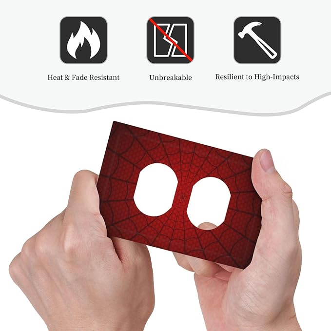 Outlet Covers Red Black Spider Web 1 Gang Duplex Light Switch Cover Plate Decorative Wall Plates Electrical Switchplate Receptacle for Kids Room Home Decor（2 Pack）