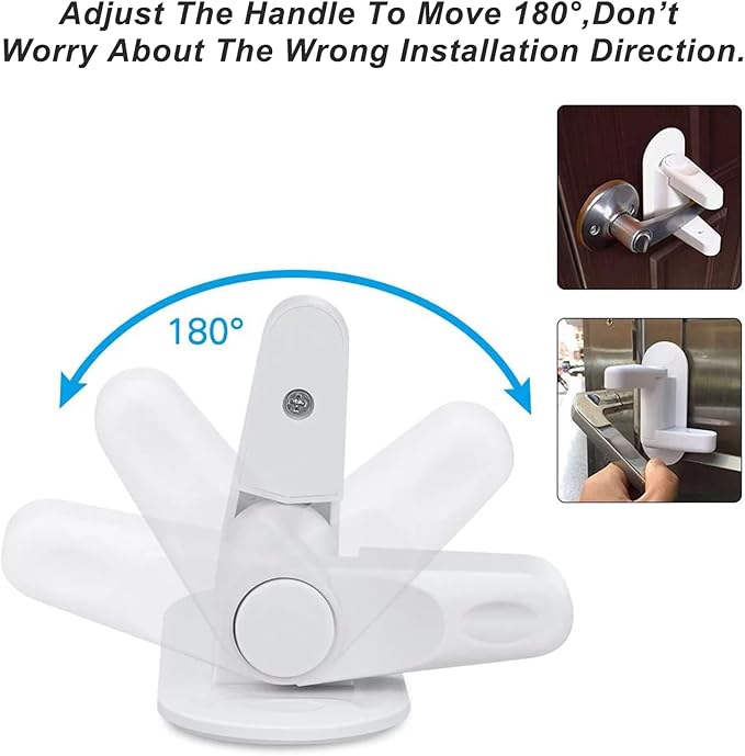 Matenf Childproof Door Lever Lock (2 Pack) Prevents Toddlers Pets From Opening Doors, Door Handle Lock for Babyproofing, Durable Safe ABS Material Strong Adhesive, No Drill Tool Needed Easy to Install