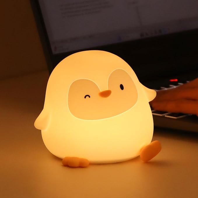 Rytinazzz Penguin Silicone Night Light, Tap Control Dimmable Soft Nightlight with 30-Min Timer, 50H/12H Long Battery Life, Portable Bedroom Lamp for Baby Kids Toddler Girls, Gift for Mothers Day