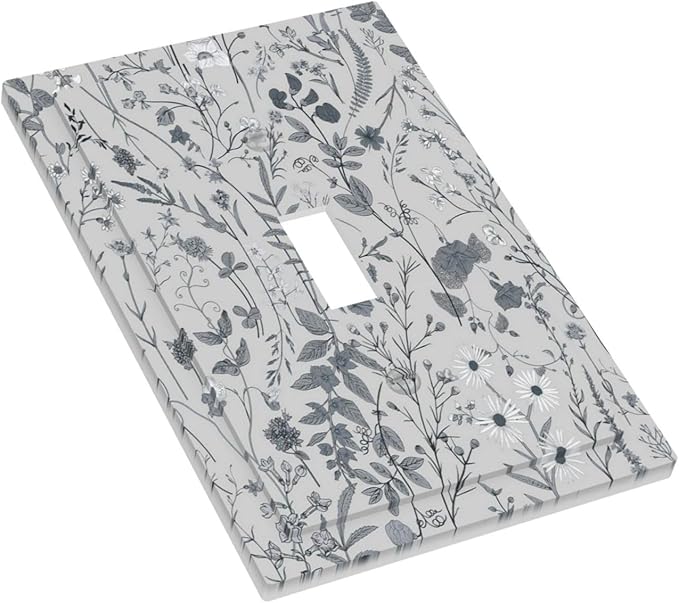 Boho Wild Flowers Farm Floral 1 Gang Light Switch Cover Decorative Single Toggle Wall Plate Electrical Switchplate Switchcovers Home Decor for Living Room Bedroom Decorate